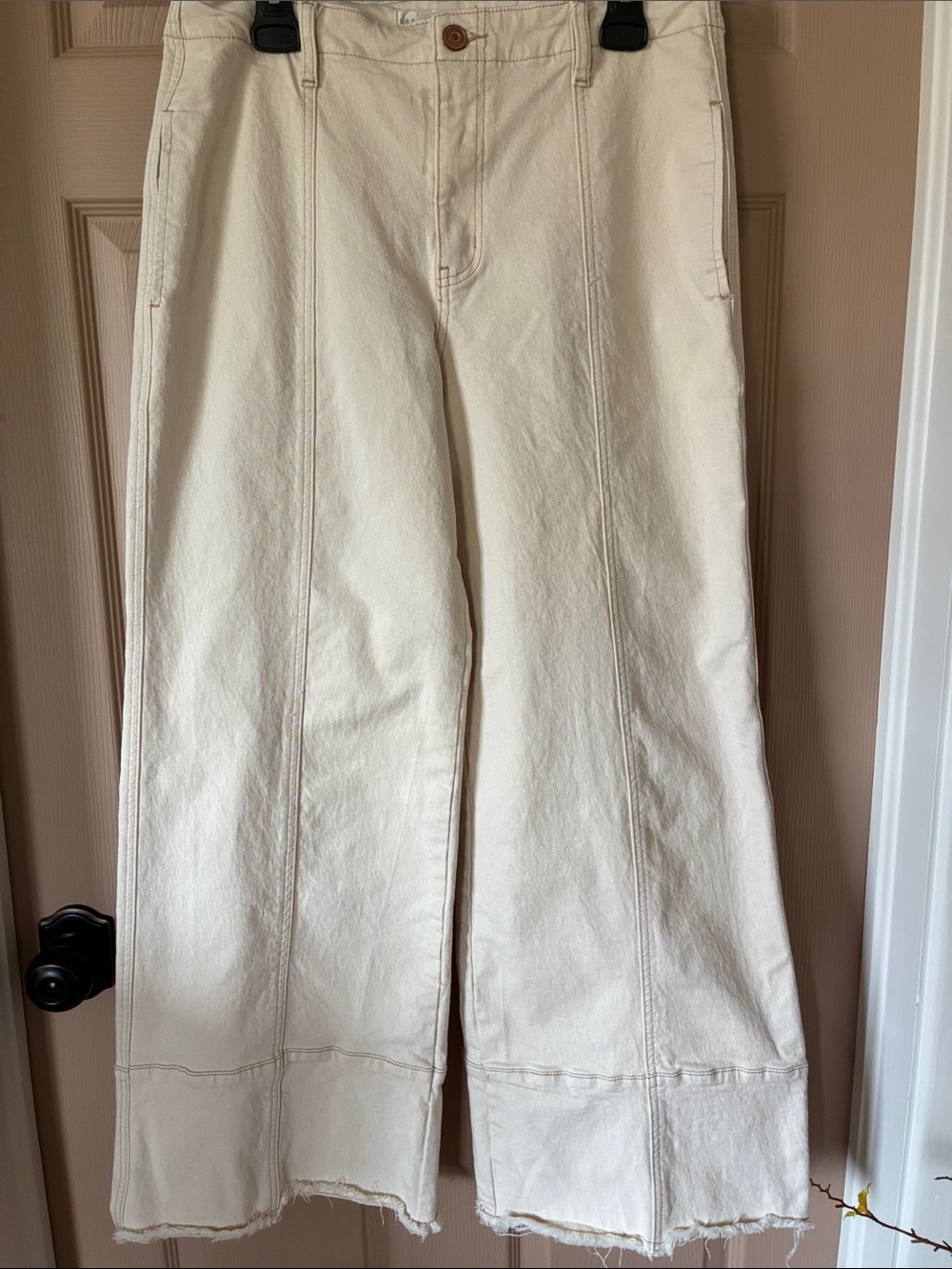 Women’s Cream Wide Leg Jeans by St. John Denim